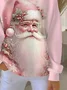 Women Santa Claus Crew Neck Printing Casual Spring/Fall Long Sleeve Sweatshirt