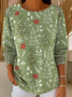 Women Christmas Printing Spring/Fall Casual Long Sleeve Crew Neck Sweater