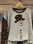 Women Leopard Crew Neck Printing Casual Spring/Fall Long Sleeve Sweatshirt