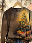 Women Christmas Crew Neck Printing Casual Spring/Fall Long Sleeve Sweatshirt