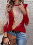 Women Abstract Long Sleeve Tee T-shirt Crew Neck Printing Casual Spring/Fall Graphic Tee Top