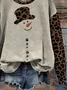 Women Leopard Crew Neck Printing Casual Spring/Fall Long Sleeve Sweatshirt