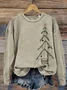 Women Christmas Crew Neck Printing Casual Spring/Fall Long Sleeve Sweatshirt