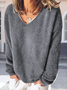 Women Plain Split Joint Winter Street Long Sleeve V Neck Sweater