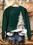 Women Christmas Crew Neck Printing Casual Spring/Fall Long Sleeve Sweatshirt