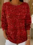 Women Star Printing Spring/Fall Casual Long Sleeve Crew Neck Sweater