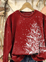 Women Christmas Crew Neck Printing Casual Spring/Fall Long Sleeve Sweatshirt
