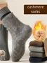 Winter Fleece-lined Thick Wool And Cashmere Warm Mid-calf Cotton Socks