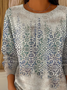 Women Abstract Printing Spring/Fall Casual Long Sleeve Crew Neck Sweater