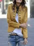 Women Spring/Fall Outerwear Vintage Split Joint Plain Long Sleeve Shawl Collar Jacket