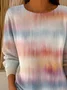 Women Abstract Printing Spring/Fall Casual Long Sleeve Crew Neck Sweater