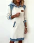 Women Multicolor Block Long Sleeve All Season Dress Hoodie Daily Casual Midi H-Line Dress
