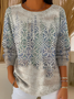 Women Abstract Printing Spring/Fall Casual Long Sleeve Crew Neck Sweater