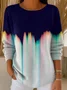 Women Abstract Printing Spring/Fall Casual Long Sleeve Crew Neck Sweater