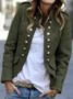 Women Spring/Fall Outerwear Vintage Split Joint Plain Long Sleeve Shawl Collar Jacket
