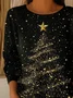 Women Christmas Printing Spring/Fall Casual Long Sleeve Crew Neck Sweater