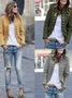 Women Spring/Fall Outerwear Vintage Split Joint Plain Long Sleeve Shawl Collar Jacket