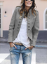 Women Spring/Fall Outerwear Vintage Split Joint Plain Long Sleeve Shawl Collar Jacket