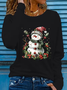 Women Christmas Snowman Long Sleeve Tee T-shirt Crew Neck Printing Casual Spring/Fall Graphic Tee Top