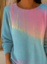 Women Abstract Printing Spring/Fall Casual Long Sleeve Crew Neck Sweater