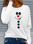 Women Christmas Snowman Long Sleeve Tee T-shirt Crew Neck Printing Casual Spring/Fall Graphic Tee Top