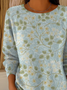 Women Floral Printing Spring/Fall Casual Long Sleeve Crew Neck Sweater