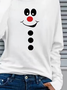 Women Christmas Snowman Long Sleeve Tee T-shirt Crew Neck Printing Casual Spring/Fall Graphic Tee Top
