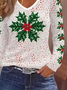 Women Christmas Long Sleeve Tee T-shirt V Neck Printing Casual Spring/Fall Graphic Tee Top
