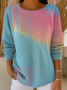 Women Abstract Printing Spring/Fall Casual Long Sleeve Crew Neck Sweater