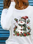 Women Christmas Snowman Long Sleeve Tee T-shirt Crew Neck Printing Casual Spring/Fall Graphic Tee Top