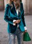 Women Plain Spring/Fall Outerwear Vintage Split Joint Long Sleeve Lapel Collar Regular Blazer