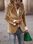 Women Plain Spring/Fall Outerwear Vintage Split Joint Long Sleeve Lapel Collar Regular Blazer