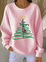 Women Christmas Crew Neck Printing Casual Spring/Fall Long Sleeve Sweatshirt
