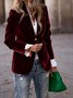 Women Plain Spring/Fall Outerwear Vintage Split Joint Long Sleeve Lapel Collar Regular Blazer