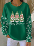 Women Christmas Crew Neck Printing Casual Spring/Fall Long Sleeve Sweatshirt