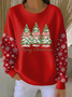 Women Christmas Crew Neck Printing Casual Spring/Fall Long Sleeve Sweatshirt