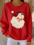 Women Santa Claus Crew Neck Printing Casual Spring/Fall Long Sleeve Sweatshirt