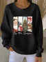 Women Santa Claus Crew Neck Printing Casual Spring/Fall Long Sleeve Sweatshirt