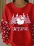 Women Santa Claus Crew Neck Printing Casual Spring/Fall Long Sleeve Sweatshirt