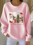 Women Santa Claus Crew Neck Printing Casual Spring/Fall Long Sleeve Sweatshirt