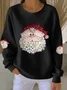 Women Santa Claus Crew Neck Printing Casual Spring/Fall Long Sleeve Sweatshirt