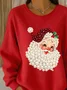 Women Santa Claus Crew Neck Printing Casual Spring/Fall Long Sleeve Sweatshirt