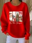 Women Santa Claus Crew Neck Printing Casual Spring/Fall Long Sleeve Sweatshirt