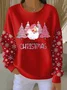 Women Santa Claus Crew Neck Printing Casual Spring/Fall Long Sleeve Sweatshirt