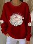 Women Santa Claus Crew Neck Printing Casual Spring/Fall Long Sleeve Sweatshirt