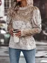 Women Plain Long Sleeve Tee T-shirt Crew Neck Split Joint Vintage Spring/Fall Top