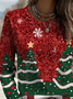 Women Christmas Long Sleeve Tee T-shirt Crew Neck Printing Casual Spring/Fall Graphic Tee Top