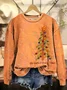 Women Christmas Crew Neck Printing Casual Spring/Fall Long Sleeve Sweatshirt