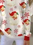 Women Santa Claus Crew Neck Printing Casual Spring/Fall Long Sleeve Sweatshirt