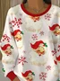 Women Santa Claus Crew Neck Printing Casual Spring/Fall Long Sleeve Sweatshirt